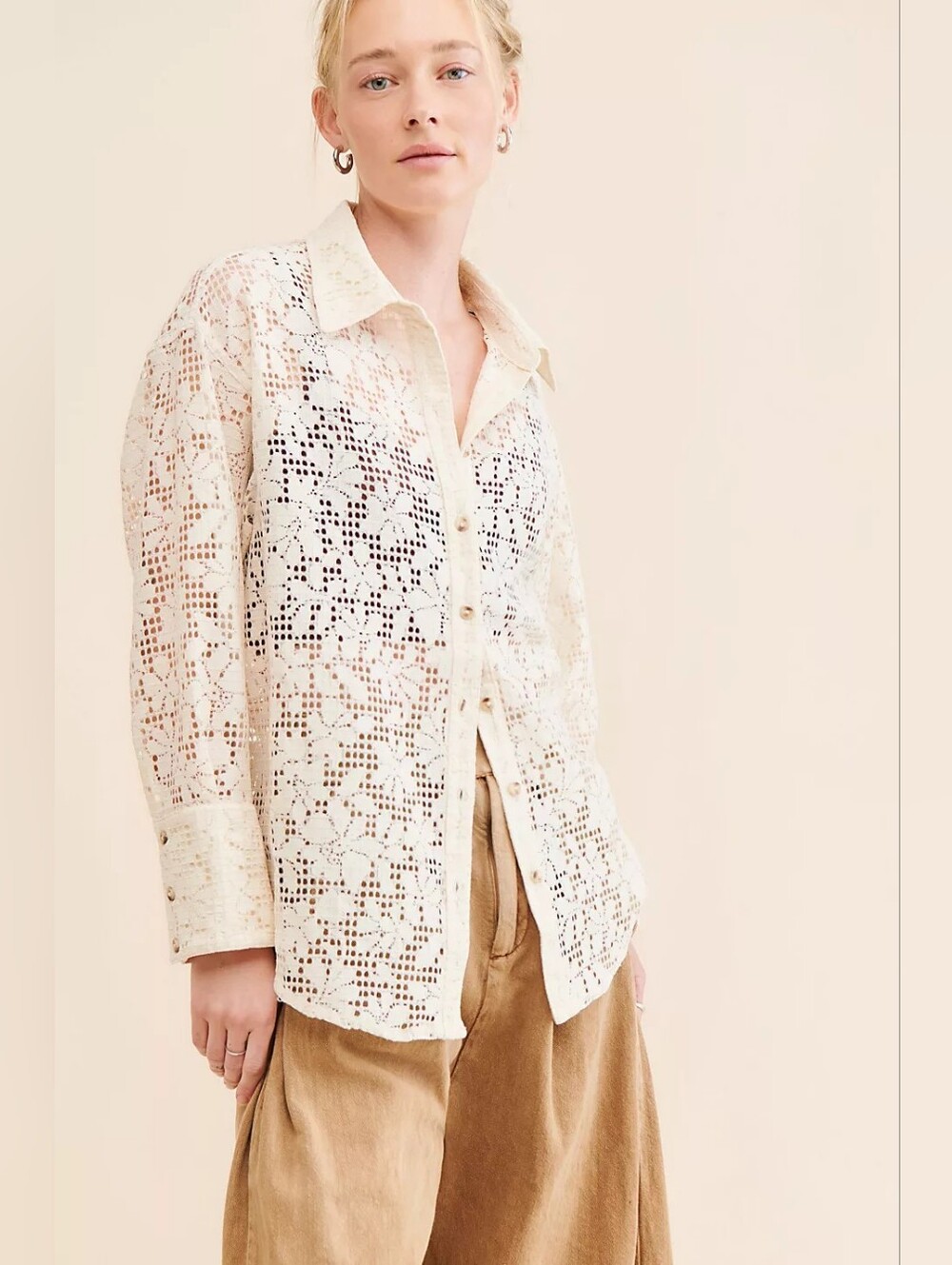 Free People In Your Dreams Lace Buttondown White S M L